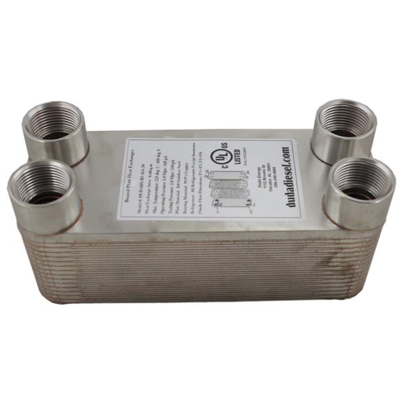 Duda Energy HX1630: F100 B3-16A 30 Plate Heat Exchanger, 1" Female NPT