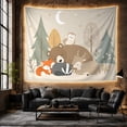 thumbnail image 6 of Sleeping Woodland Animals on Bear Against Forest Night Sky, Calming Illustration for Kids Room, Nature Art Decor, Birthday Gift Tapestry Wall Hanging for Nursery and Bedroom, 6 of 7