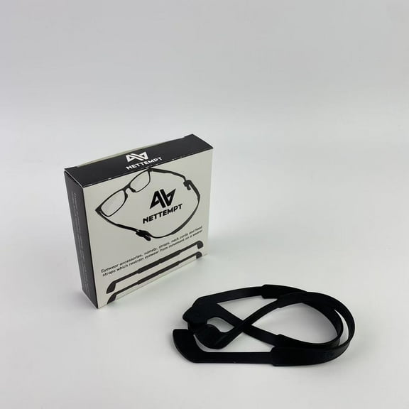 NETTEMPT Eyewear accessories, namely, straps, neck cords and head straps which restrain eyewear from movement on a wearer,Adjustable Glasses Straps,Black