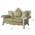 thumbnail image 5 of Benzara Upholstered Faux Leather & Solid Wood Loveseat in Beige and White, 5 of 5