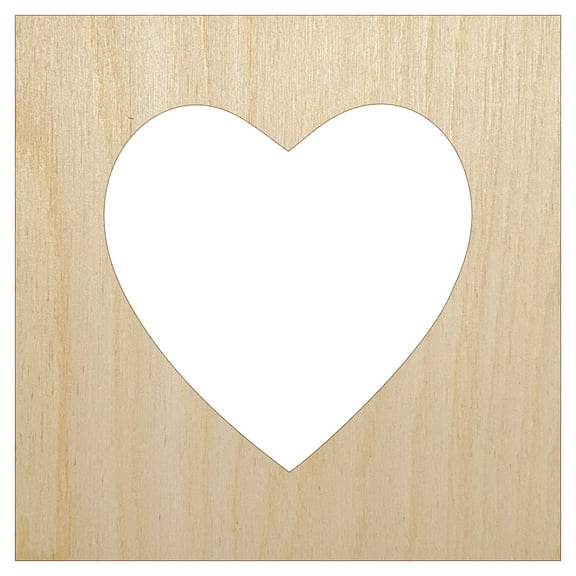Heart In Square Box Frame Wood Shape Unfinished Piece Cutout Craft DIY Projects - 4.70 Inch Size - 1/8 Inch Thick