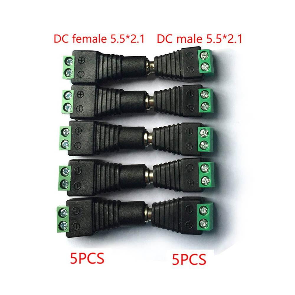 5pcs Male and 5pcs Female DC Pigtail for CCTV Camera Power 