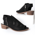 thumbnail image 5 of J. Adams Booties for Women - Comfortable Peep Toe Low Block Heel Tracy Bootie - Perforated Design with Zipper Closure, 5 of 7