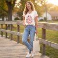 thumbnail image 4 of JULMCOMO Breast Cancer Shirts for Women Breast Cancer Awareness V Neck Loose Fit Casual Soft Tops Short Sleeve Pink Ribbon Graphic Tees Rose Gold M, 4 of 6