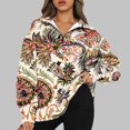 thumbnail image 2 of Womens Plus Size T-Shirt Half Zip Long Sleeve V Neck Trendy Floral Print Loose Fitting Casual Pullover Tee Tops,Multicolor 6,XL, 2 of 5