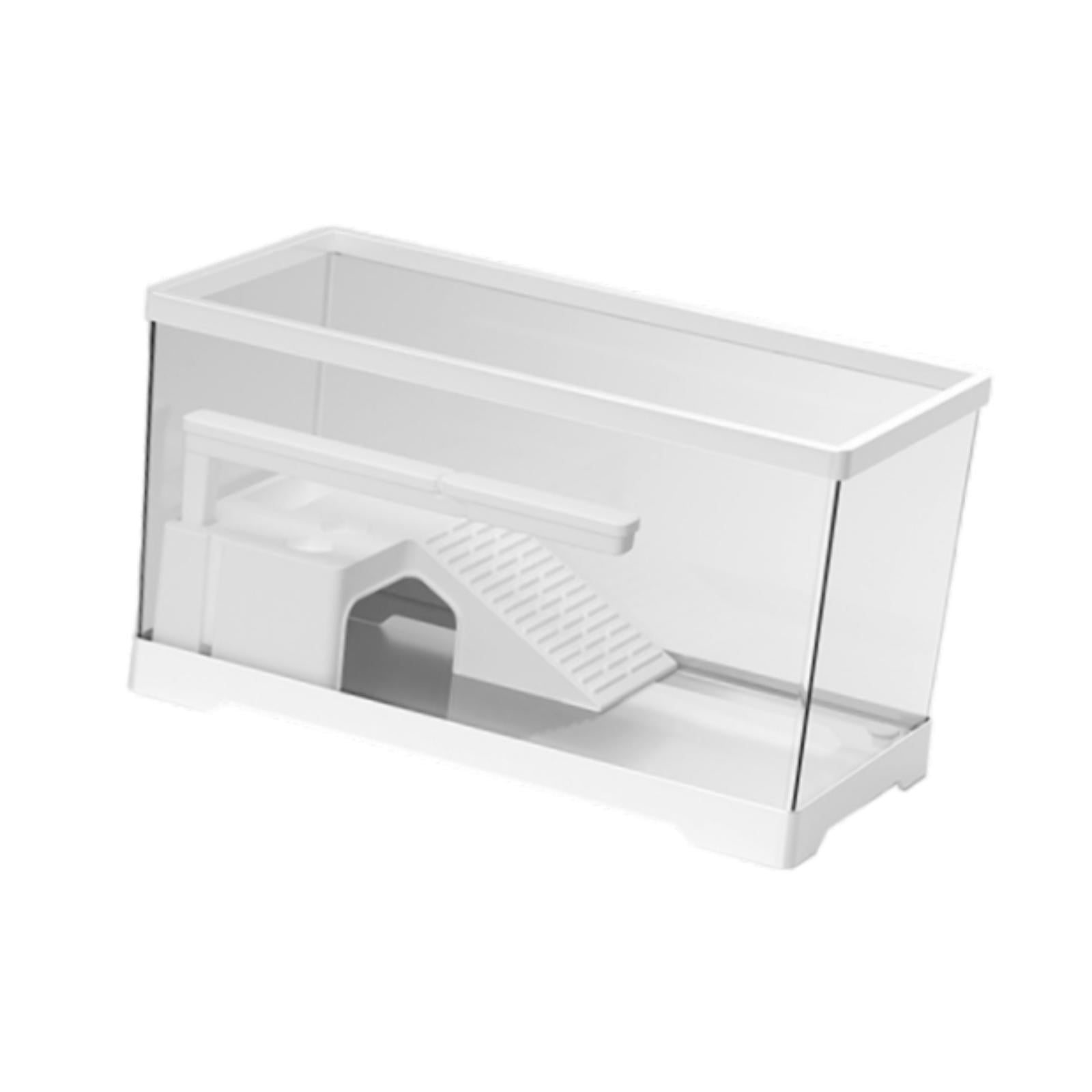 TOOYFUL Turtle Tank Aquarium Reptile Habitat Feeding Box Terrapin Resting Turtle Habitat Turtle Terrarium Indoor Decor Pets Accessory white