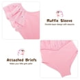 thumbnail image 6 of Aideaone Girls Ballet Dance Dress Toddler Leotards Ruffle Sleeve Shiny Ballet Tutu Skirt Bright Pink 2-9T, 6 of 8