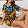 thumbnail image 4 of Vsdghe Colorful Cloud Butterfly Sunflower Pattern Women's Pajama Set,Short Sleeve Sleepwear 2 Piece Pjs Lounge Sleepwear Sets-4X-Large, 4 of 6