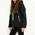 thumbnail image 6 of Womens Fuzzy Jacket with Hood Plush Fleece Warm Winter Outerwear Coat Drawstring Hooded Sweatshirt Cardigans (XL, Black), 6 of 7