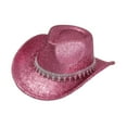 thumbnail image 2 of Segolike Western Cowboy Hat Retro Cowgirl Hat for Role Playing Festival Pink, 2 of 8