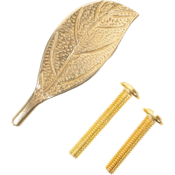 Farmhouse Style Kitchen Cabinet Handles with Leaf Shaped Solid Brass Construction and Ergonomic Design, Rustic Golden Drawer Pulls Suitable for Kitchen and Drawer Hardware