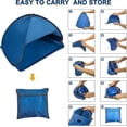 thumbnail image 4 of Refugio de playa emergente: 1 tienda de campaña de playa portátil para acampar, hacer picnic, perros pequeños, gatos y otras mascotas pequeñas, azul, 4 of 5