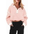 thumbnail image 2 of Winter Women's Oversized Half-Zip Sherpa Pullover Cozy Fleece Sweatshirt with Pockets Soft Fuzzy Loungewear for Cold Weather, 2 of 10