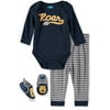 Bon Bebe Boys 0-9 Months Bodysuit Pant Set with Matching Shoes (Navy 0-3 Months)