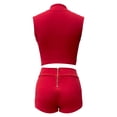 thumbnail image 4 of Short Sets for Women Slim Fit Sleeveless Zip Up Cropped Vest and Shorts 2 Piece Matching Set Going out Sets, 4 of 6