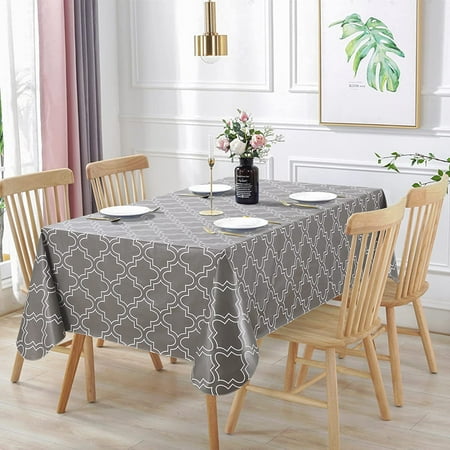 

100% Waterproof Rectangle PVC Tablecloth Vinyl Table Cloth Cover with Flannel Backing Oil Spill Proof Wipeable Table Cloths for Indoor Outdoor (Gray Marble 52X70IN)