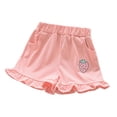 thumbnail image 4 of CUZIBR Girls Summer Shorts Casual Elastic Waist Ruffle Hem Shorts With Cute Strawberry Summer Bottoms Casual Pull On Toddler Kids Short Pants Comfy Playwear,Pink,18-24 Months, 4 of 4