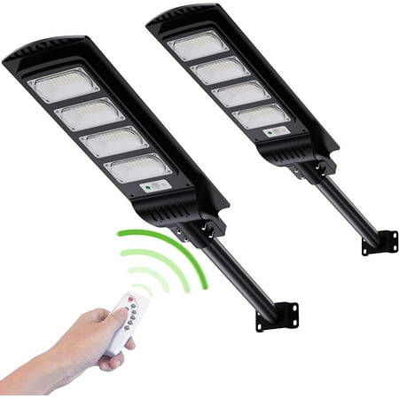 

LOHAS Solar Street Lights Outdoor [2 Pack] 600W Parking Lot Lights 24000LM Motion Sensor Dusk to Dawn Lights Outdoor Flood Security Lights with Remote Control for Home Park Garage Garden Yard