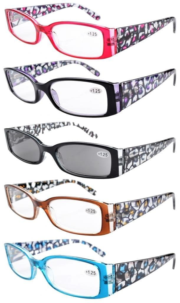 5-pack Spring Hinges Reading Glasses Includes Sunshine Readers