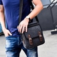 thumbnail image 1 of de mensajero para hombre, maletín de negocios, de hombro Vintage, para escuela y universidad Negro Colco Satchel de hombro de lona para hombre, 1 of 5
