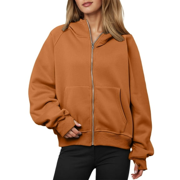Women's Oversized Zip Up Hoodie - Plus Size Long Sleeve Sweatshirt with Pockets, Casual Fleece Hooded Jacket for Fall Winter Outfits