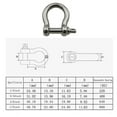 thumbnail image 5 of Heyous Stainless Steel 316 D Ring Bow Shackle 1/4 inch Shackle Heavy Duty Screw Pin Anchor Bow Shackle 480LBS 6Pack, 5 of 14