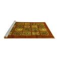 thumbnail image 2 of Ahgly Company Machine Washable Indoor Round Abstract Yellow Modern Area Rugs, 4' Round, 2 of 4