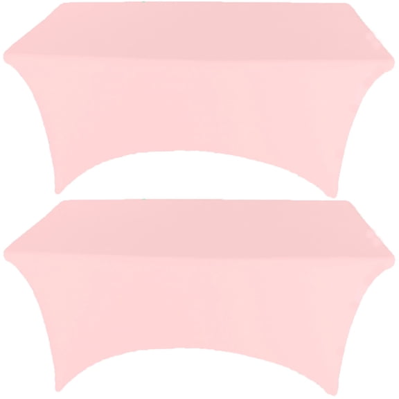 Gowinex 2 Pack 8FT Pink Spandex Tablecloth Stretch Fitted Table Cover for Rectangular Table