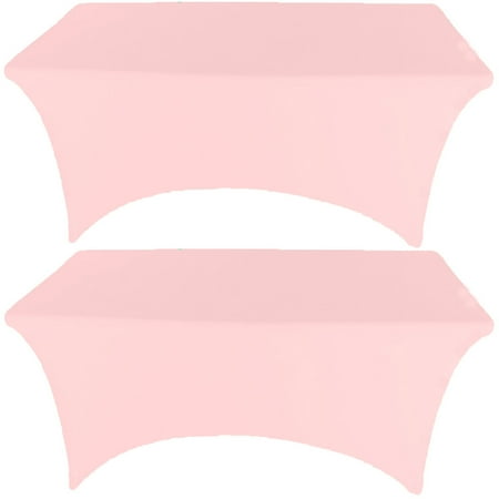 

Gowinex 2 Pack 6FT Pink Spandex Tablecloth Stretch Fitted Table Cover for Rectangular Table