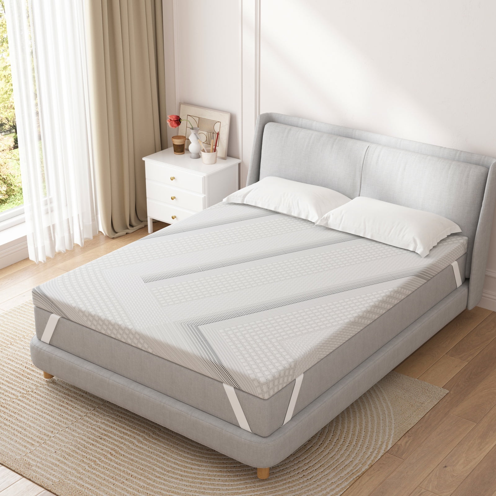 3 Inch Firm Mattress Topper Twin Size, Memory Foam Bed Topper with Soft & Firm Options for Back Pain Relief, Mattress Topper with 2-Sided Cover, Ergonomic 5-Zone Design, CertiPUR Certified