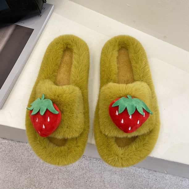 Pantuflas peludas, zapatos de mujer para primavera y otoño, pantuflas de fondo grueso para el hogar, zapatos cálidos de piel, pantuflas para mujer, pantuflas de talla grande para mujer 37 Gao Jinjia LED