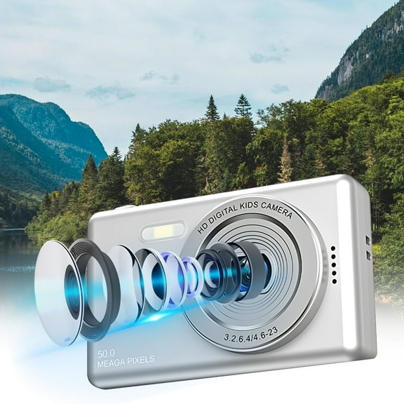 Fnyoxu Digital Camera for Kids and Students - 48MP HD with 4K Video Recording, 2.4-Inch LCD Screen, 8X Optical Zoom, Portable Design Including Card Reader, Long-Lasting Battery