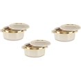 thumbnail image 1 of Stainless Steel Casserole set | Inner Stainless Steel Casserole | Keeps Food hot & Fresh Chapati, Roti, Biryani | Kitchen Item Set of 3 (1500 ml) Ivory,, 1 of 3