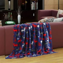 KOYPTL Christmas Blue Throw Blanket,Double Coral Fleece Deer Nap Blankets,Soft Flannel Cover Rug for Couch Bed Chair Lounging Gift Giving Decor,Holiday Winter Office Home Camping Ornament-Kids Adults