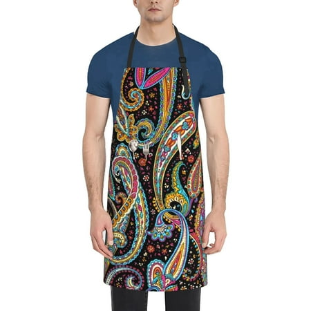 

Picia Watercolor Romantic Paisley Waterproof Apron for Unisex Adult - Adjustable Bib Apron with Pockets Ideal for Cooking Gardening Painting and Household Chores