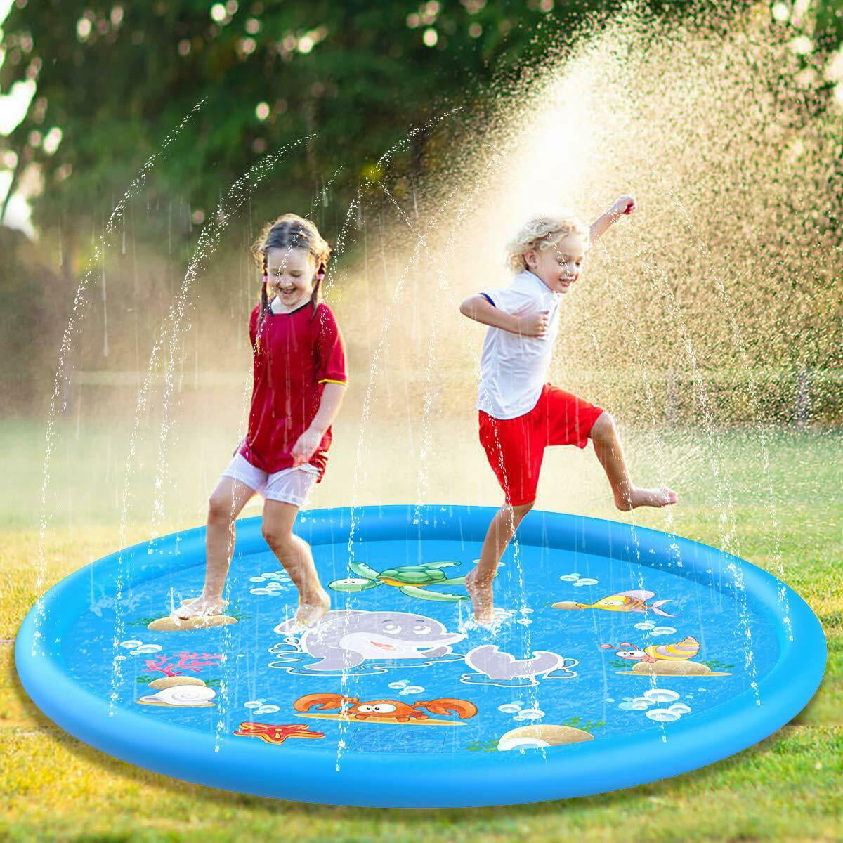 deAO Sprinkle & Splash Pad Outdoor Garden Summer Spray Toy for Kids Blue 