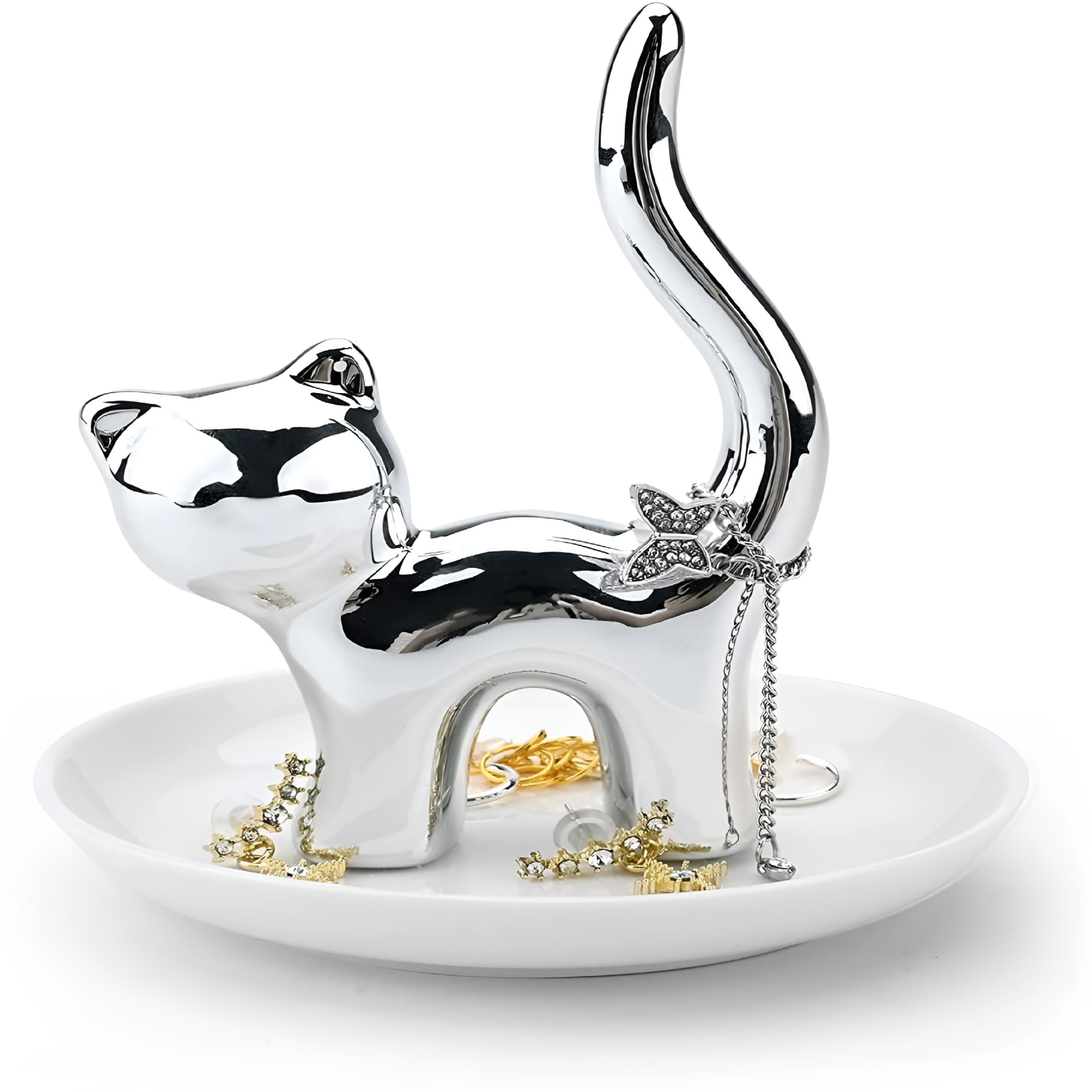Resin Dog Sculpture Tray - Magnetic Key Holder & Candy Bowl, Modern Home Decor For Entryway Or Table