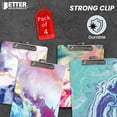 thumbnail image 5 of Fashion Clipboard (4 Pack), Standard A4 Letter Size, 12.5" x 9", Wooden Clipboard, Low Profile Clip with Retractable Hanging Tab, Decorative Clipboard, by Better Office Products (Abstract Art Designs), 5 of 5