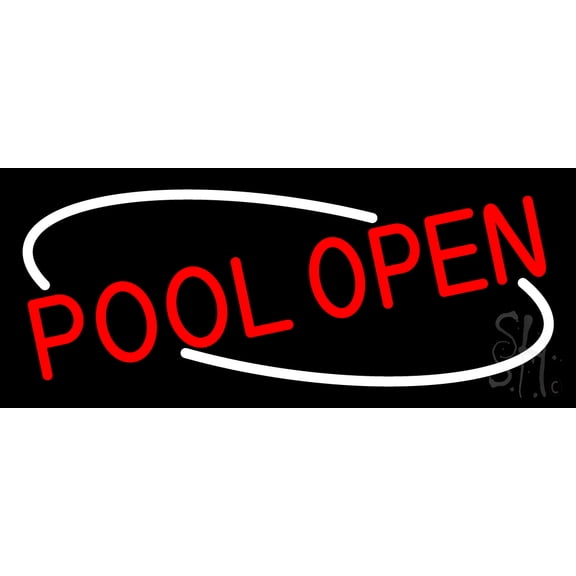 Red Pool Open LED Neon Sign 10 x 24 - inches, Clear Edge Cut Acrylic Backing, with Dimmer - Bright and Premium built indoor LED Neon Sign for Bar decor.