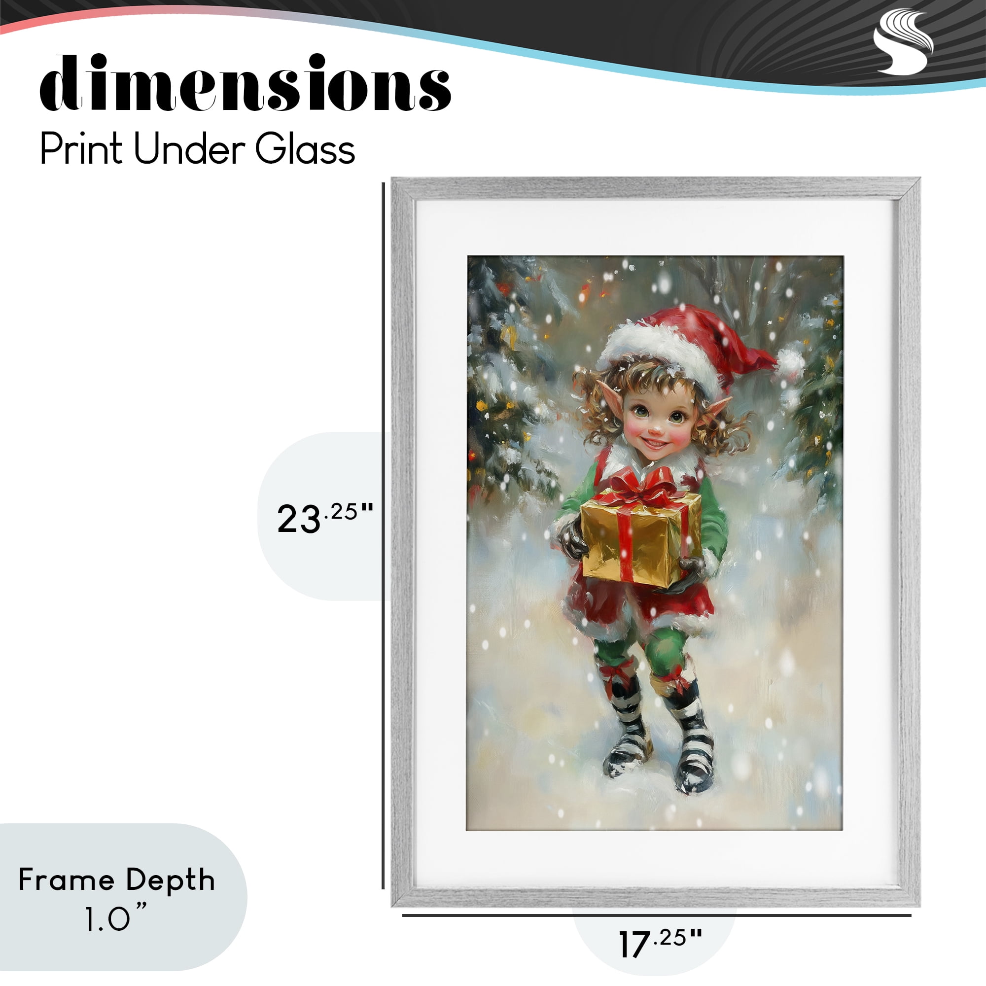Stupell Industries Santa's Little Elf Gray Framed Print Under Glass, design by Tina LeCour