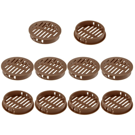 Uxcell 10-Pack Round Soffit Vents, 50mm/2 Inch Plastic Air Vents Grille Circular Soffit Vents Cover for Bathroom Home/ Office/Kitchen/Cabinet/Wardrobe [Brown]