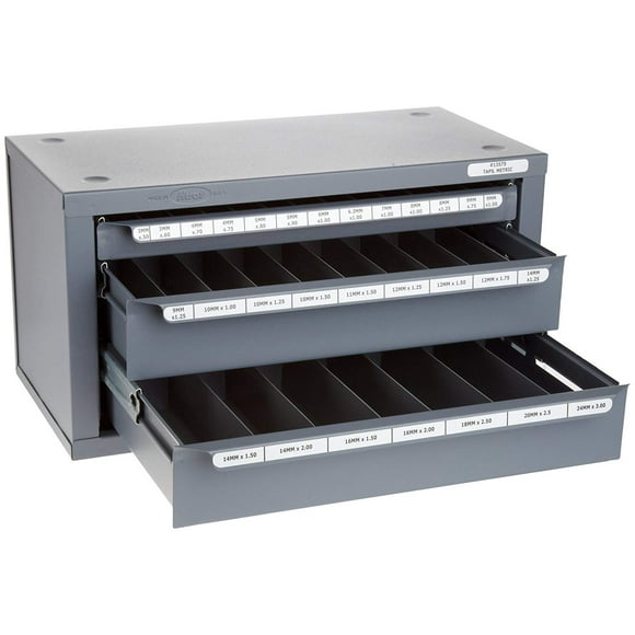 Huot 13575 Three-Drawer Tap Dispenser Cabinet for Metric Sizes 3 mm to 24 mm