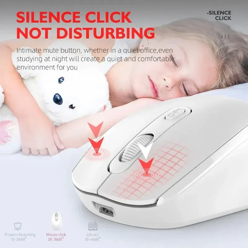 Rechargeable Bluetooth-compatible Wireless Mouse 2.4G Optical Mice with USB RGB 1600DPI Mouse for Computer Laptop PC Mute Mouse