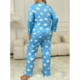thumbnail image 5 of ValueVibe Plus Size Pajama Sets for Women 2 Piece Long Sleeve Floral Print Loungewear with Pocket, Blue 7XL, 5 of 8