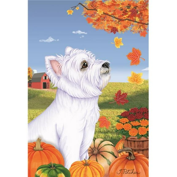 Best of Breed TP67023 Westie Autumn Leaves House Flag