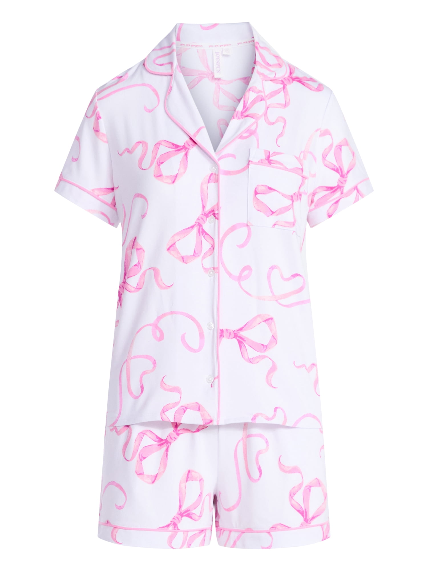 Joyspun Women’s Dreamy Soft Collection Bridal Knit Top and Shorts Pajama Set, 2-Piece, Sizes XS-3X