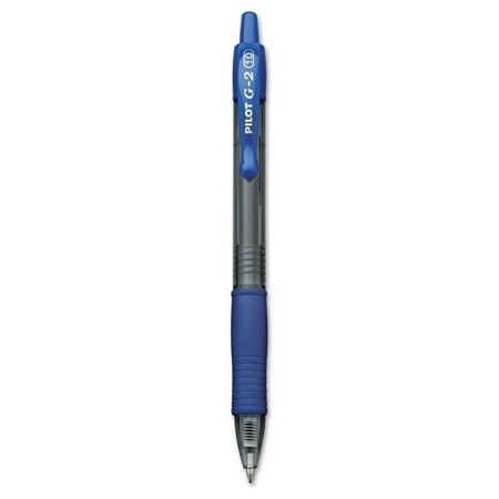 Pilot® G-2™ Retractable Gel Pens  Bold Point  1.0 mm  Clear Barrels  Blue Ink  Pack Of 12