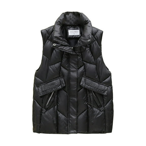 Savings Sleeveless Warm Vests Women Fashion Winter Solid Color Thermal Windproof Down Waistcoat Thick Coats (M, A Black)