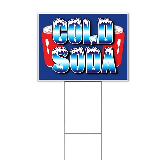 Cold Soda (18" x 24") Yard Sign, Includes Metal Step Stake