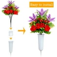 thumbnail image 2 of Artificial Cemetery Flowers for Grave, Set of Artificial Flowers Bouquet Memorial Flowers with Vase for Outdoor Cemetery Headstones Graveyard Gravestone Decoration (Purple Lily&Red Rose), 2 of 5